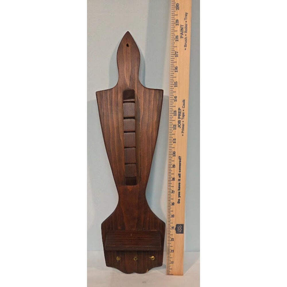 Vintage Wooden Wall Key Holder Rack – Rustic Wall Organizer w/ Mail Shelf
